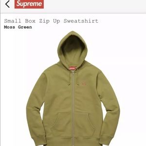 EUC Supreme Small Box Logo Hoodie in Moss Green